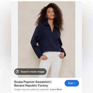 Banana Republic Navy Blue Scuba Popover Sweatshirt